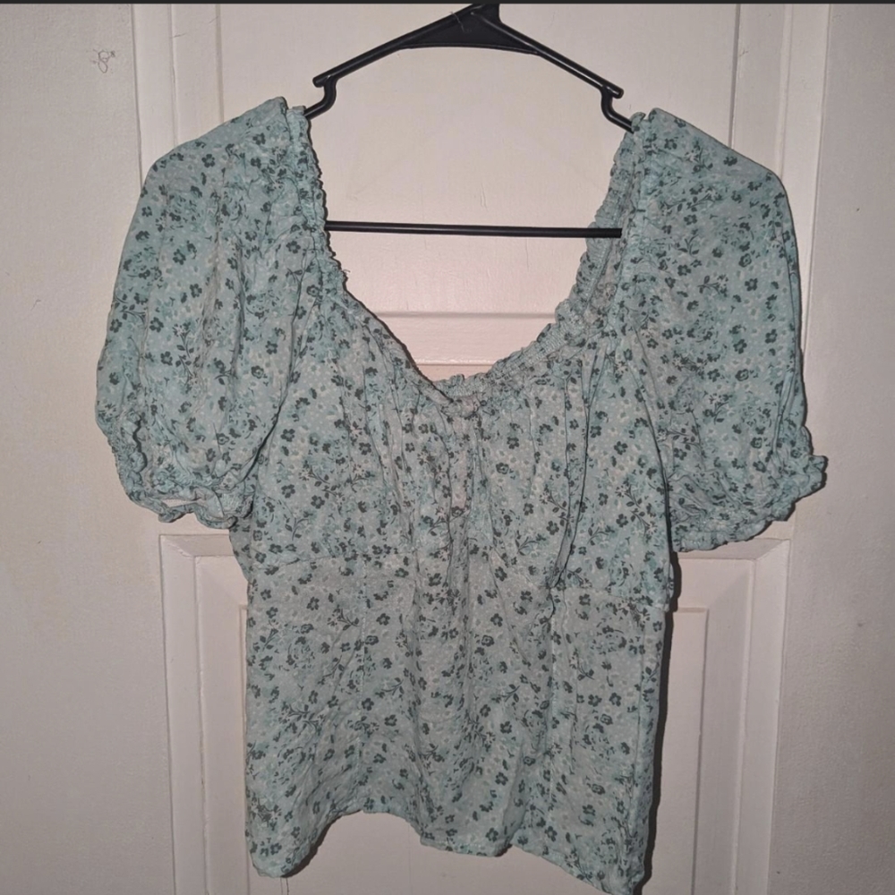 Blue floral blouse